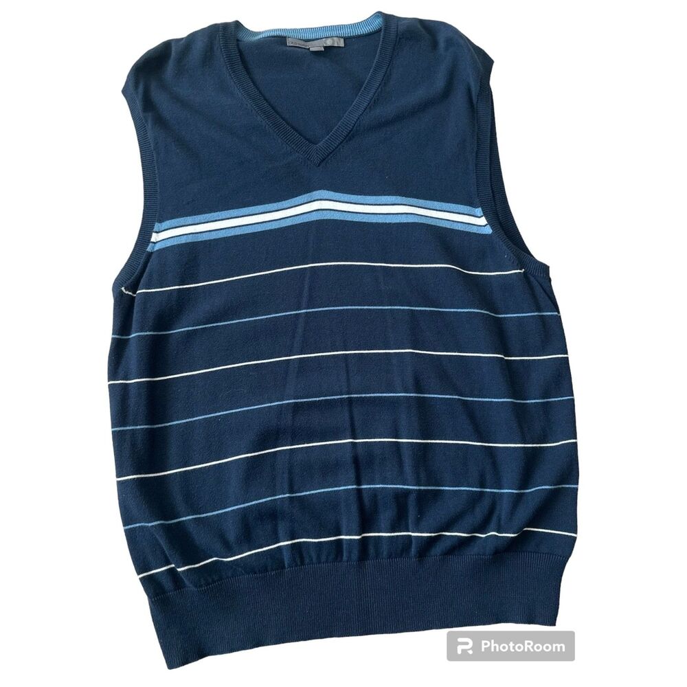 Old Navy Sweater Vest Men's Size Large Blue V-Neck Normcore Preppy Causal